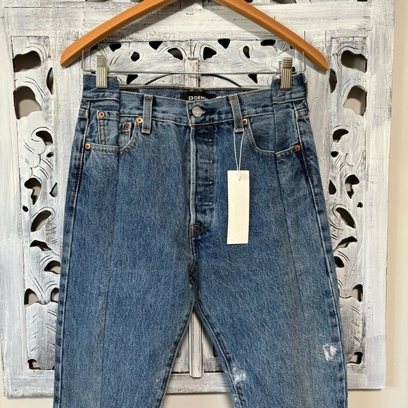 NWT EB Denim Split Hem OGs Vintage Blue 501 Up Cycled High Waist Jeans - Picture 9 of 16